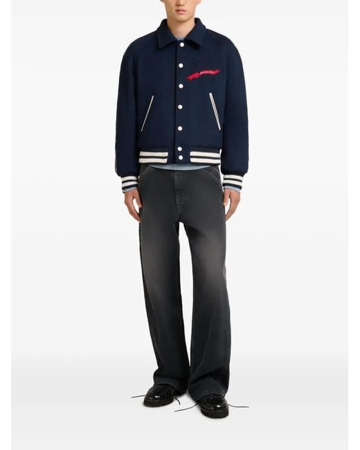 Marni Blue Embroidered Bomber Jacket for men