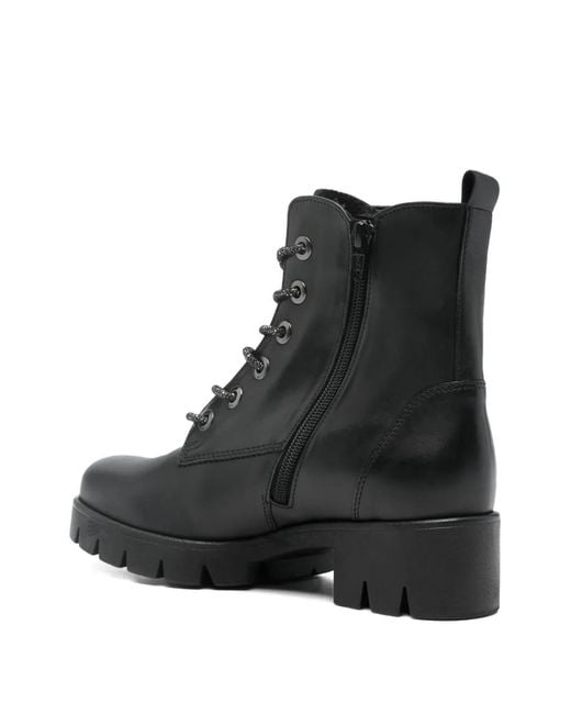 Gabor Black Lace-Up Booties
