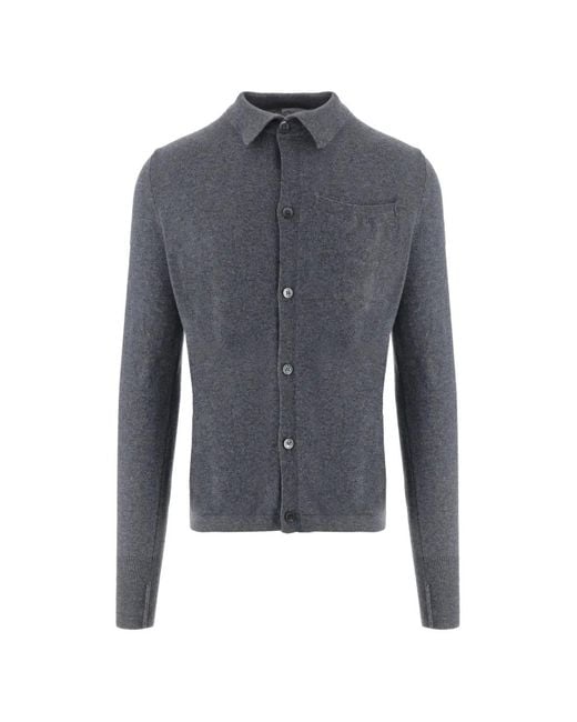 Oliver Lattughi Blue Button-Up Collared Sweater for men