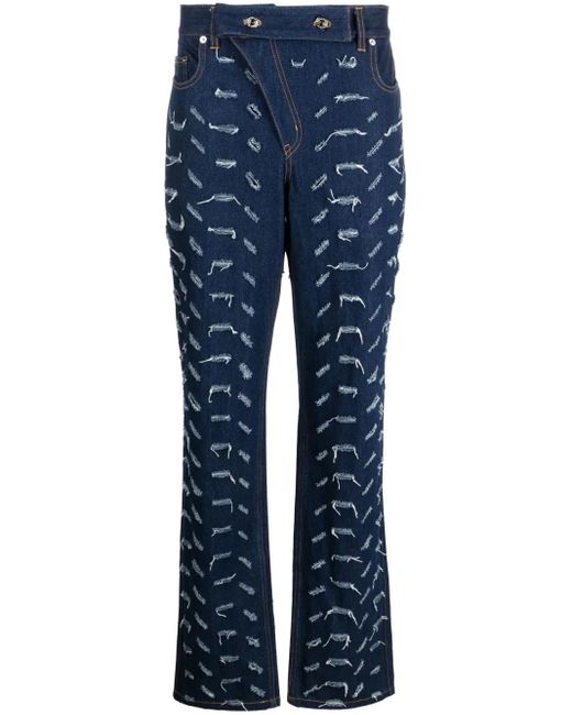 JUNTAE KIM Blue High-Waist Bootcut Jeans for men