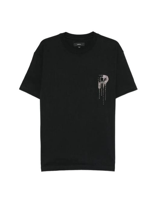 Purple Brand Black Crystal-Embellished T-Shirt for men