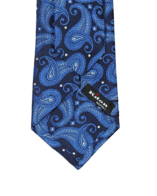 Kiton Blue Paisley-Pattern Silk Tie for men