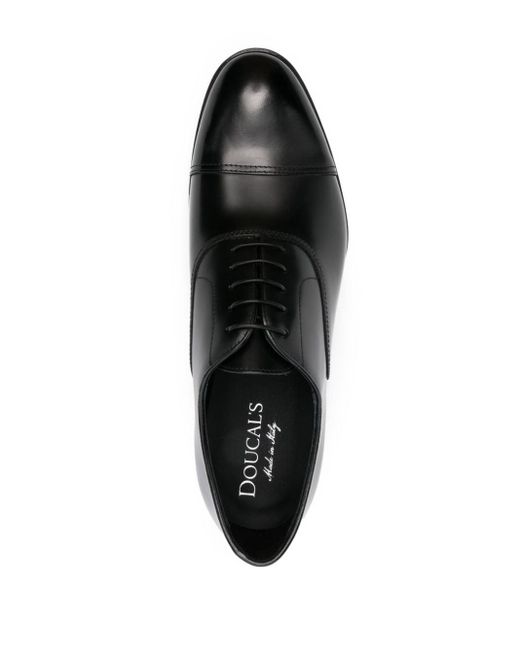 Doucal's Black Leather Oxford Shoes for men