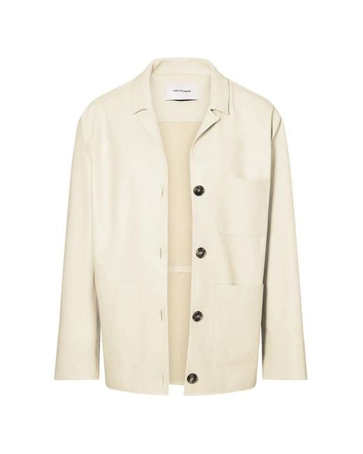Yves Salomon White Leather Jacket With Buttons