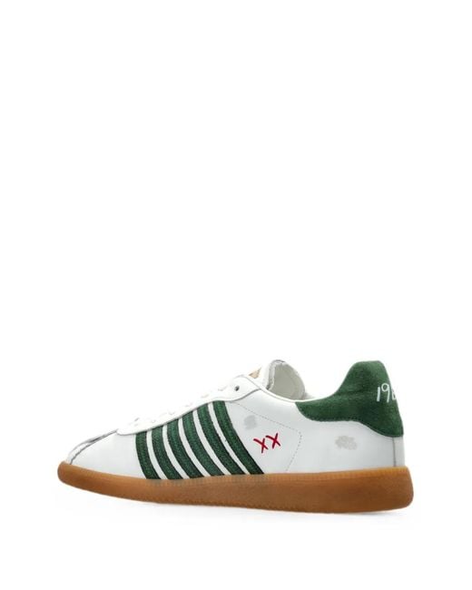 DSquared² White Rebels Maple-Leaf Embroidered Low-Top Sneakers for men