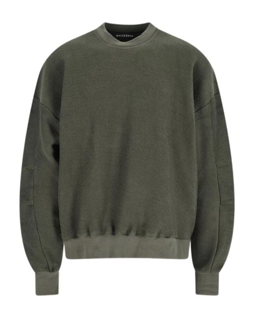 White Sand Green Crewneck Textured Sweatshirt for men