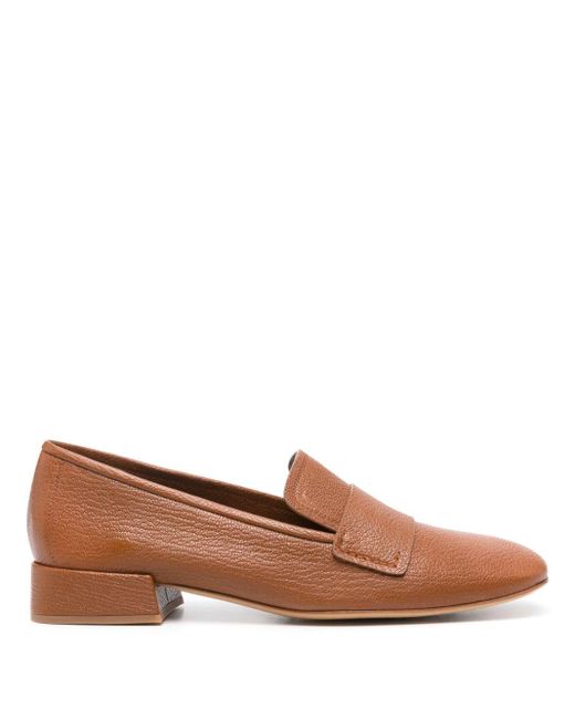 Pedro Garcia Brown Square-toe Leather Loafers