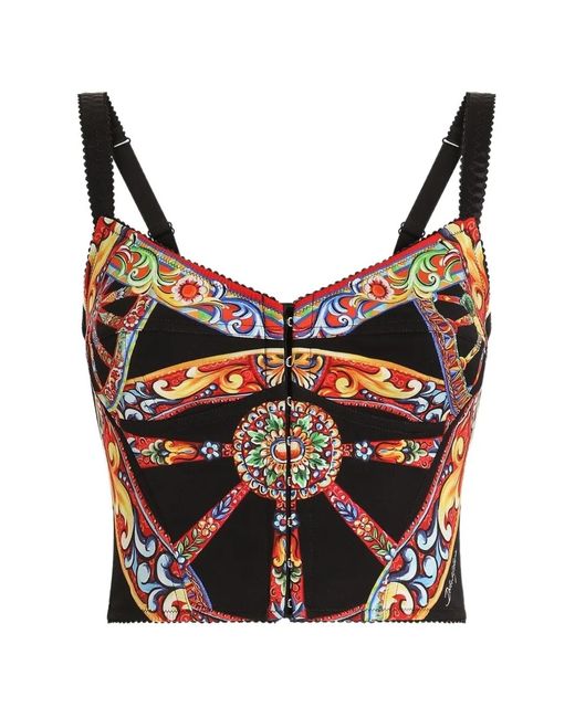 Dolce & Gabbana Gray Carretto-Print Charmeuse Top