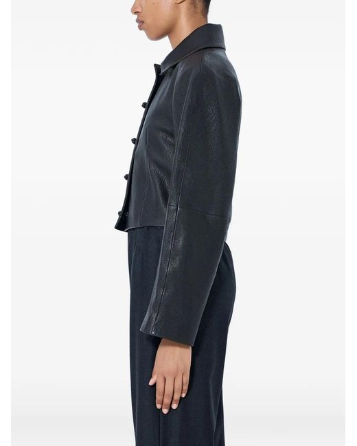 Rohe Blue Cropped Leather Jacket