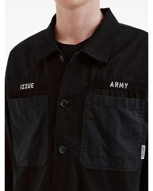 Izzue Black Patch-Pocket Shirt Jacket for men