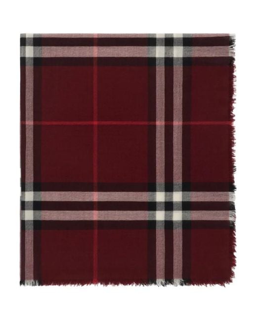 Burberry Red Checked Wool Scarf