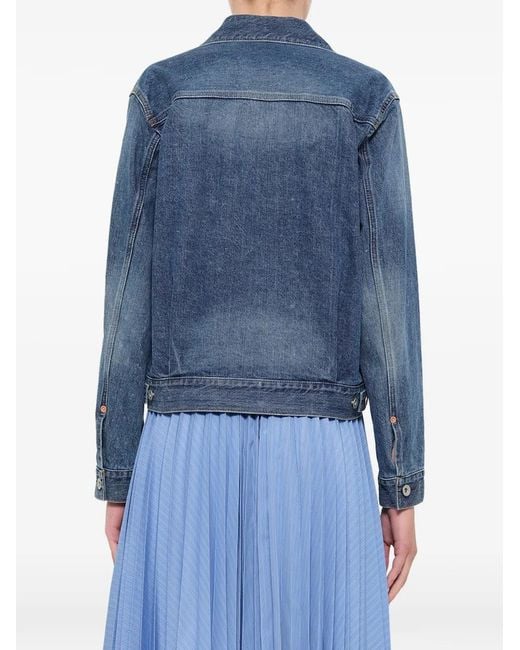 Sacai Blue Double-Breasted Denim Jacket