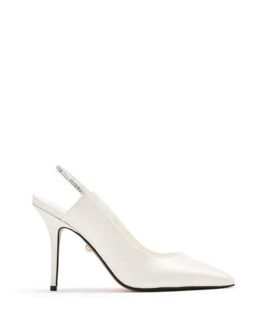 ALEVI White Danielle Xtal Slingback Pumps