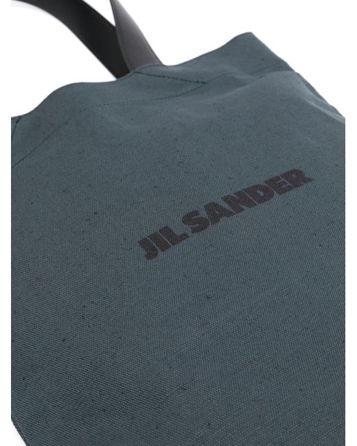 Jil Sander Black Shopper aus Canvas mit Logo-Print