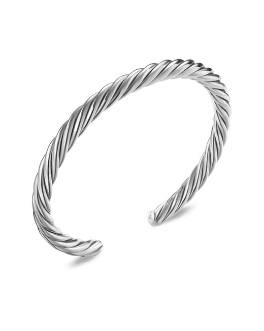David Yurman White Sterling Cable Cuff Bracelet (6Mm) for men