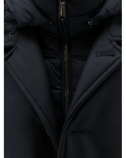 Moorer Blue Hooded Button-Up Jacket for men