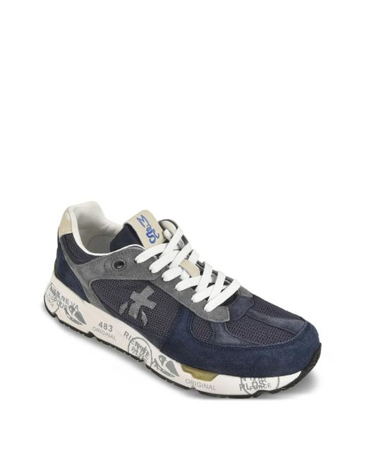 Premiata Blue Suede-Mesh Sneakers for men