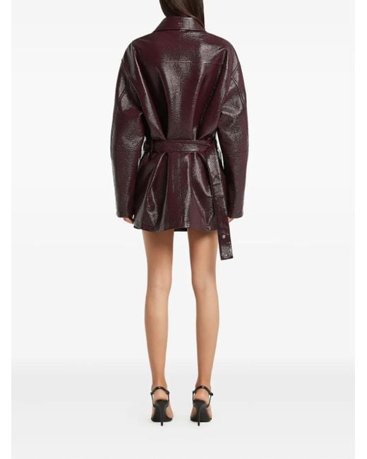 Courreges Brown Vinyl Belted Jacket