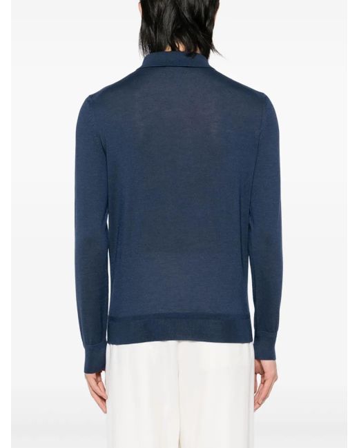 Tom Ford Blue Long-Sleeved Polo Shirt for men