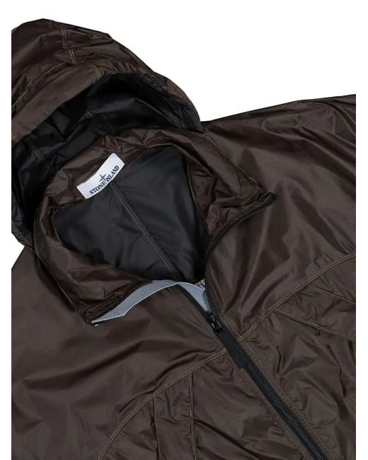 Stone Island Brown Concealed-Hood Zip-Up Windbreaker for men