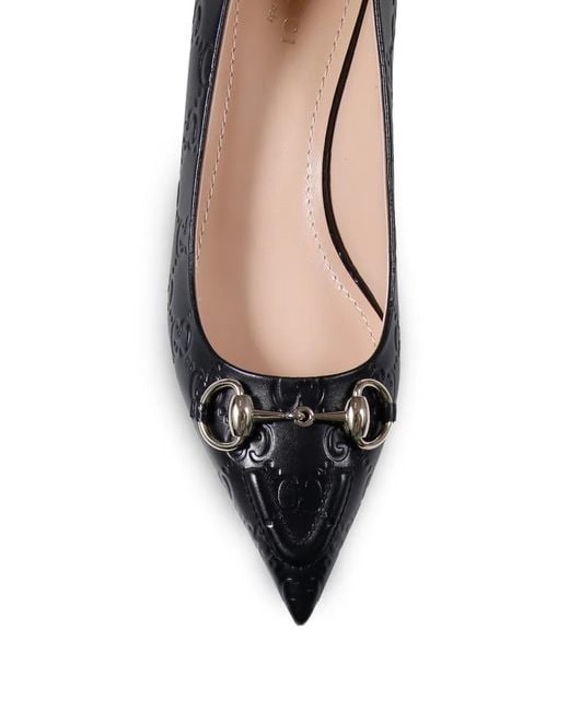 Gucci Black 45Mm Horsebit Heeled Pumps