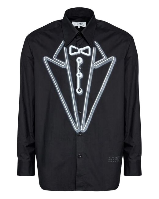 MM6 by Maison Margiela Blue Tuxedo-Print Long-Sleeves Shirt for men