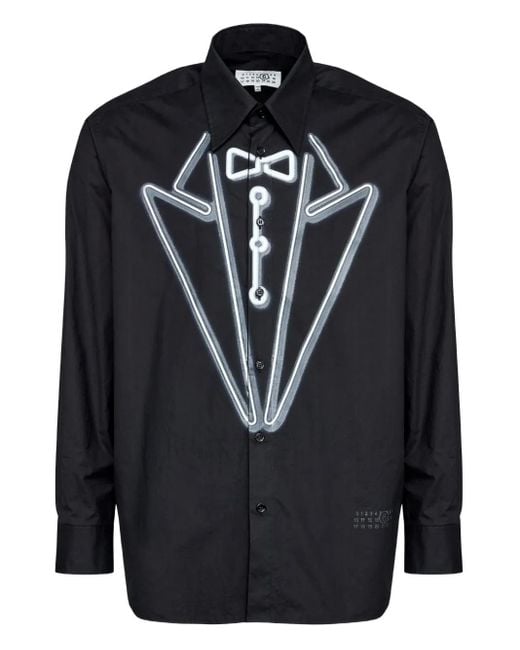 MM6 by Maison Martin Margiela Blue Tuxedo-Print Long-Sleeves Shirt for men