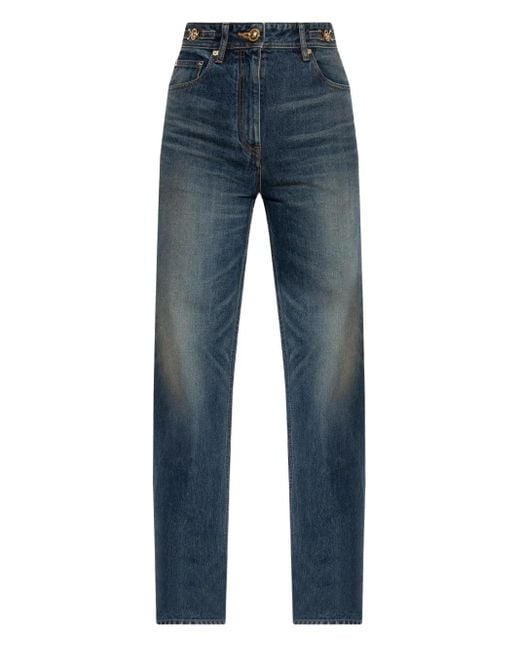 Versace Blue Plaque-Detailed Jeans