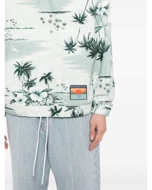 Maison Kitsuné Green Graphic-Print Cotton Jacket for men