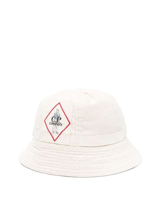 C P Company White Bull Assi Bucket Hat for men
