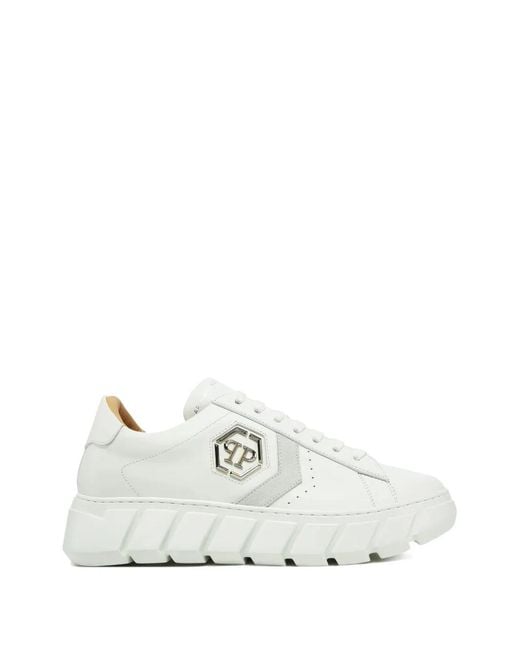 Philipp Plein White Logo Appliqué Sneakers for men
