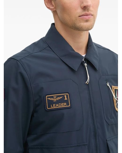 Aeronautica Militare Blue Logo-Patch Military Jacket for men