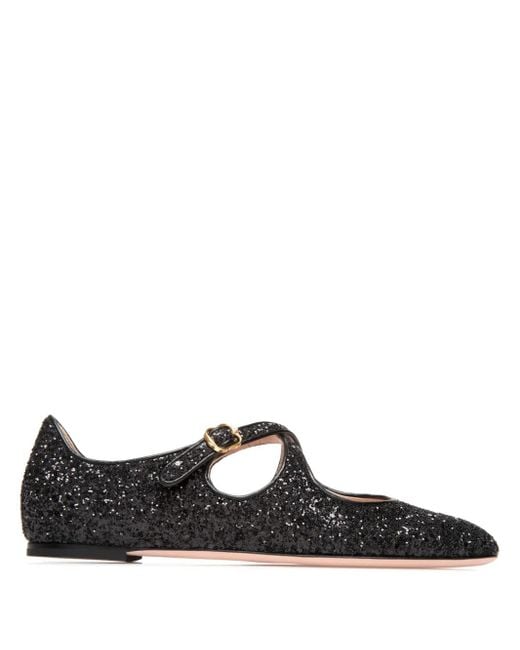 Bally Black Glitter Ballerina Shoes