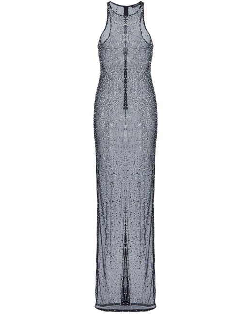 retroféte Gray Brandy Sequin Transparent Long Dress