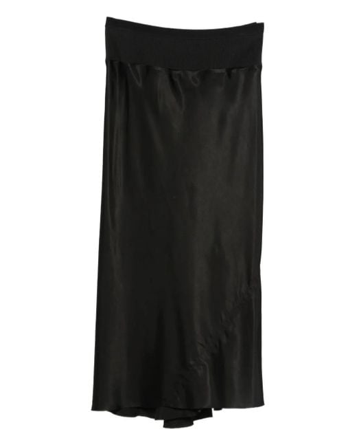 Rick Owens Black Elastic-Waistband Bias-Cut Skirt