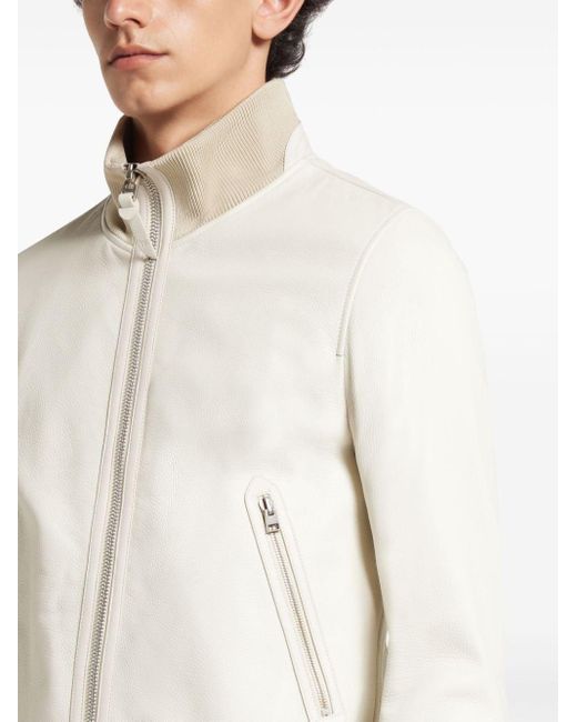 Tom Ford White Striped-trim Zip-up Jacket for men