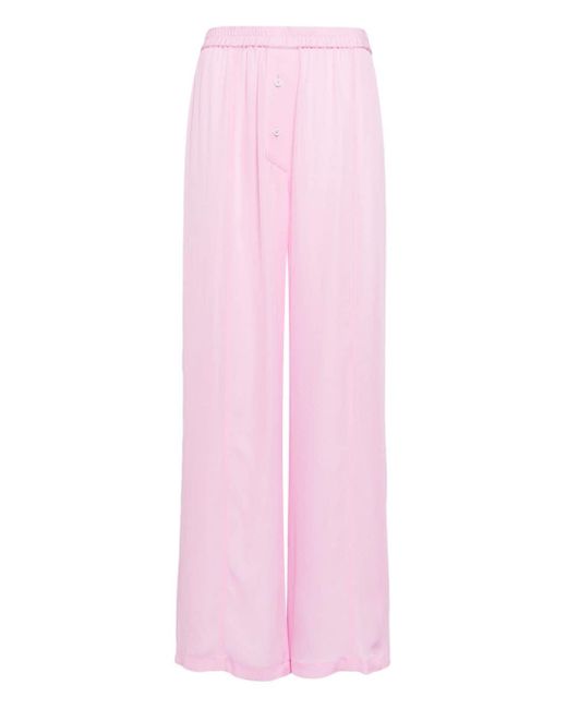 Kiki de Montparnasse Pink Georgette Palazzo Silk Trousers