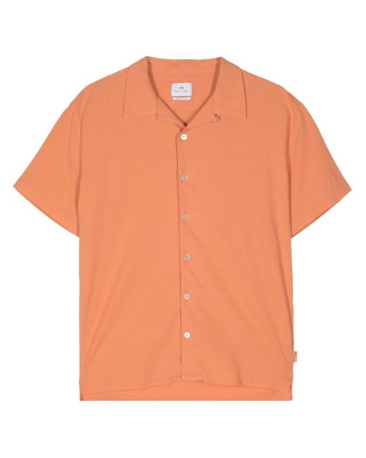 PS by Paul Smith Orange Cotton Seersucker Shirt for men