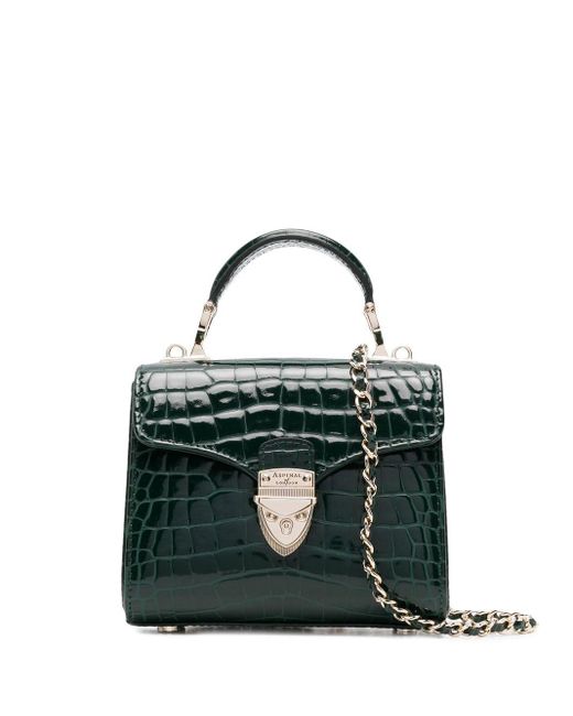 Aspinal of London Leather Mayfair Mini Croc-effect Bag in Green | Lyst UK