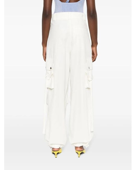 MSGM White Cargohose Mit Weitem Bein