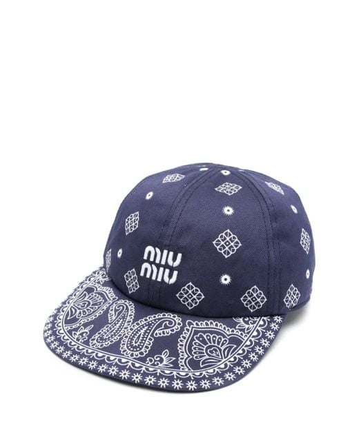 Miu Miu Blue Baseballkappe mit Logo-Stickerei