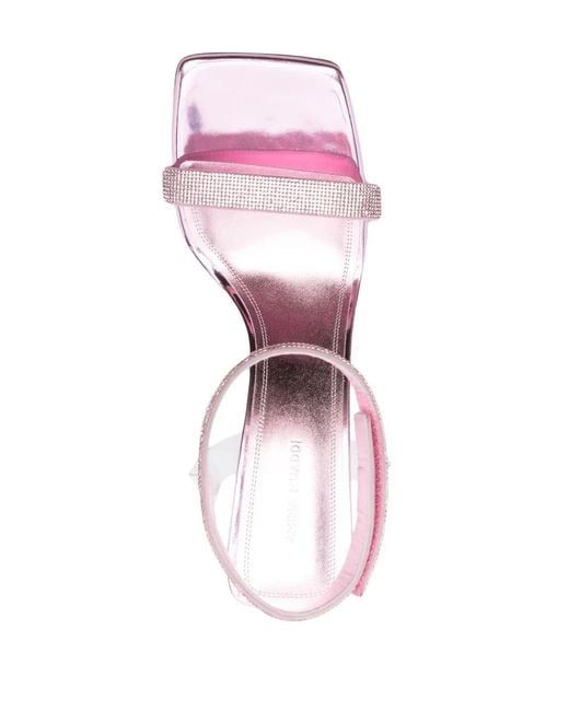 AMINA MUADDI Pink Rih 95 Crystal Sandals