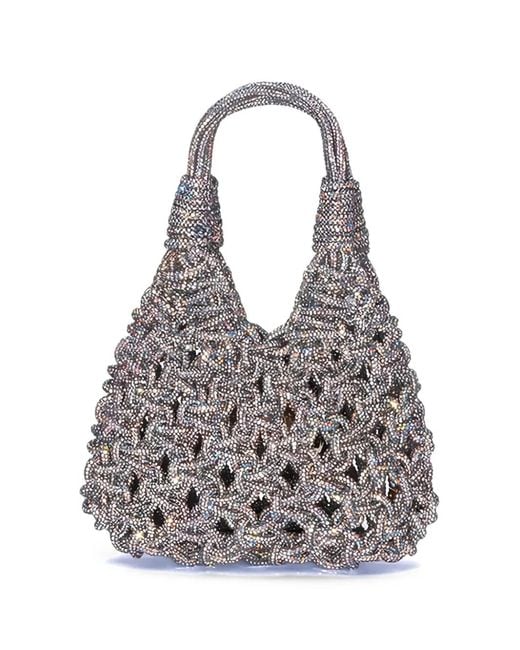HIBOURAMA White Mini Vannifique Crystal-Embellished Tote Bag