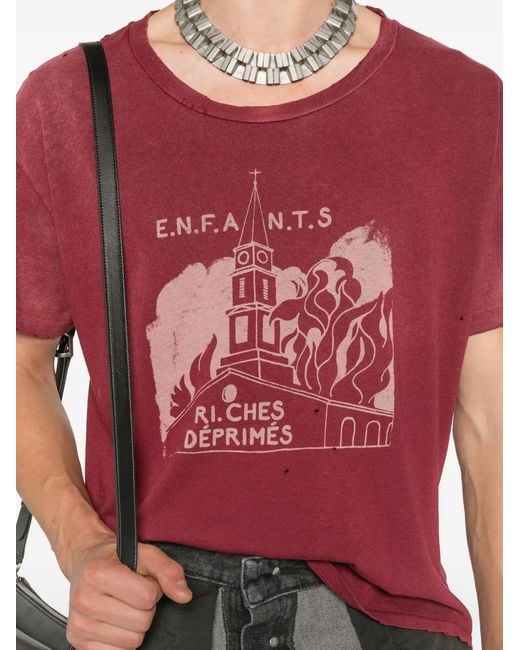Enfants Riches Deprimes Red Graphic-Print T-Shirt for men