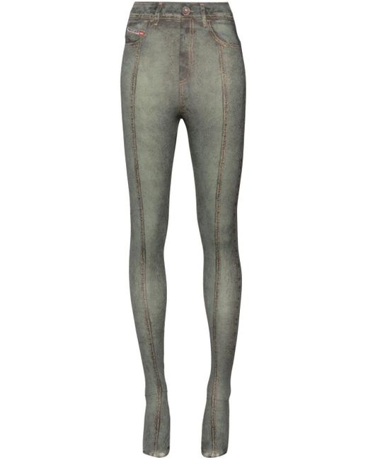DIESEL Gray Super-skinny Leg Denim-print leggings