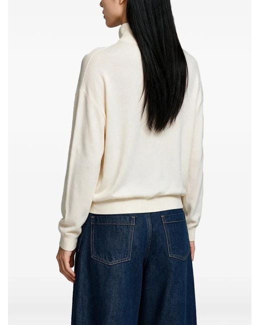 Jonathan Simkhai Natural Aaliyah High-Neck Merino Wool Sweater
