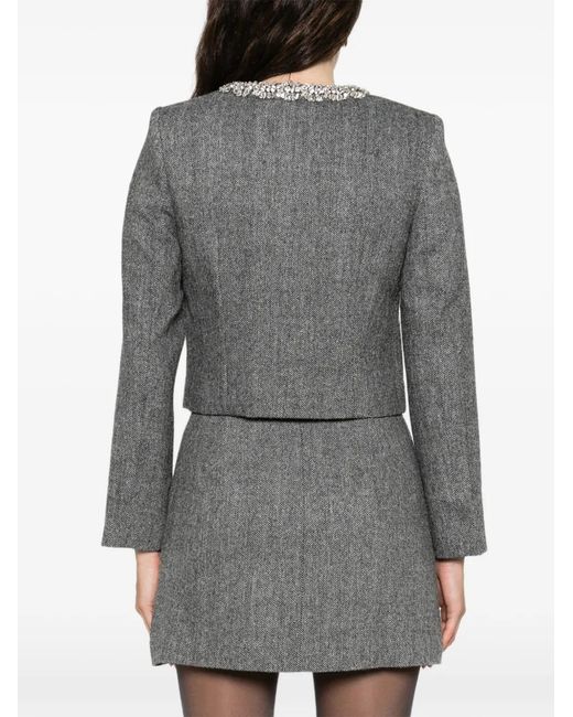 Self-Portrait Gray Cropped Jacket