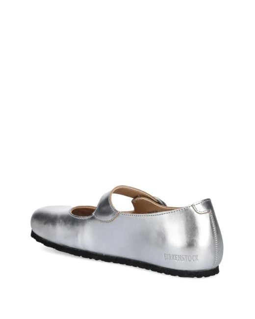 Birkenstock White Buckle-Fastening Ballet Flats