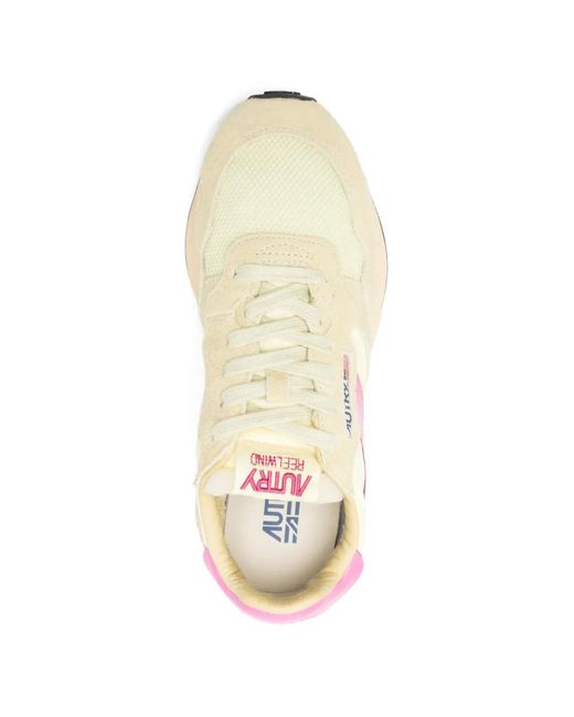 Autry Pink Reelwind Panelled Sneakers