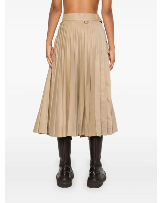 Sacai Natural Plissé Midi Skirt